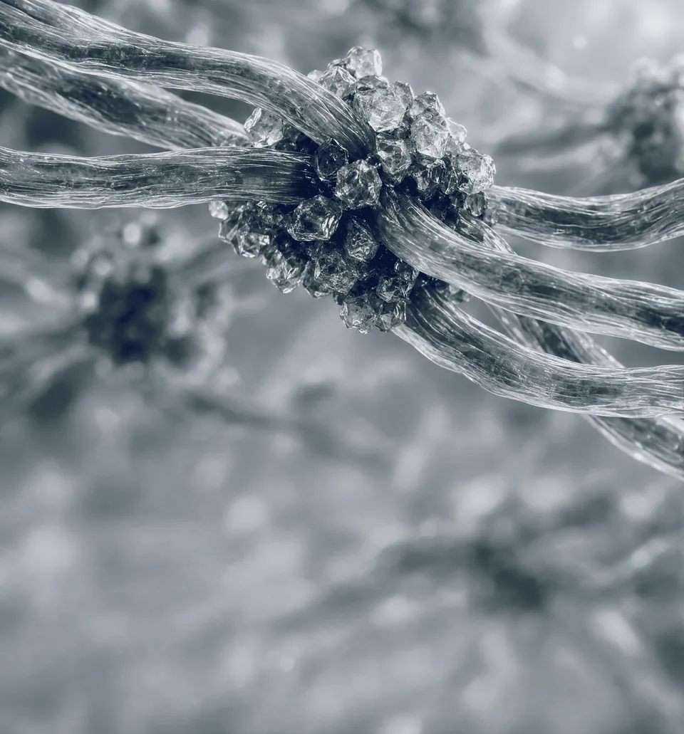 Sugar bonding collagen fibers together and stiffening them