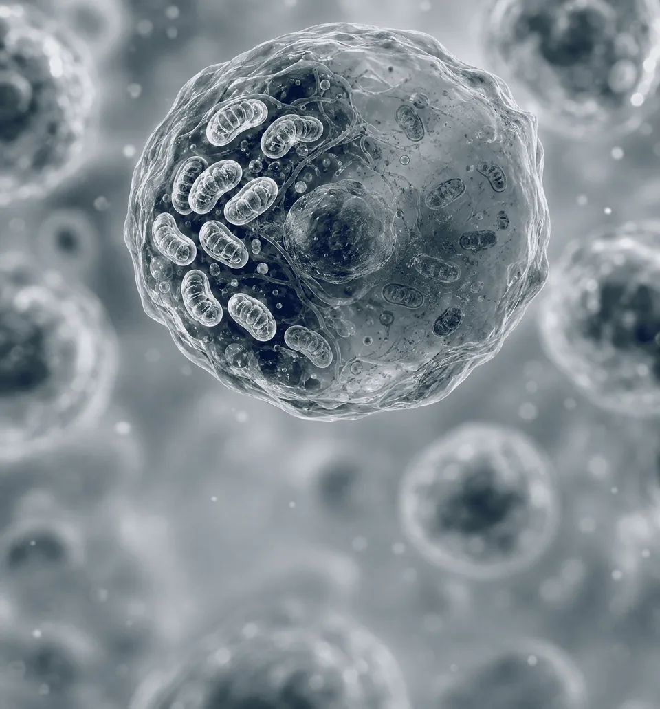 A skin cell's energy supply dimming with age